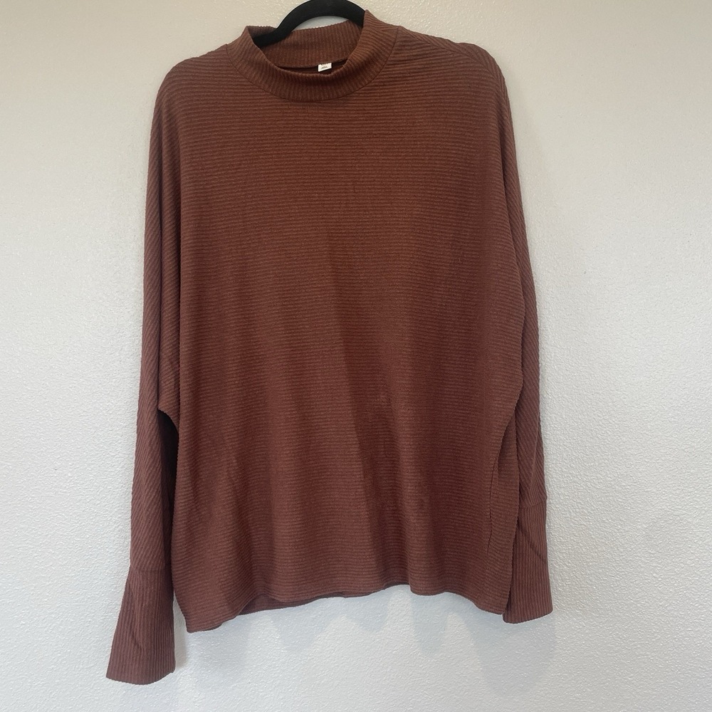 BP. Mock Neck Rust Brown Sweater Ribbed‎ Women's Size Large Oversize fit